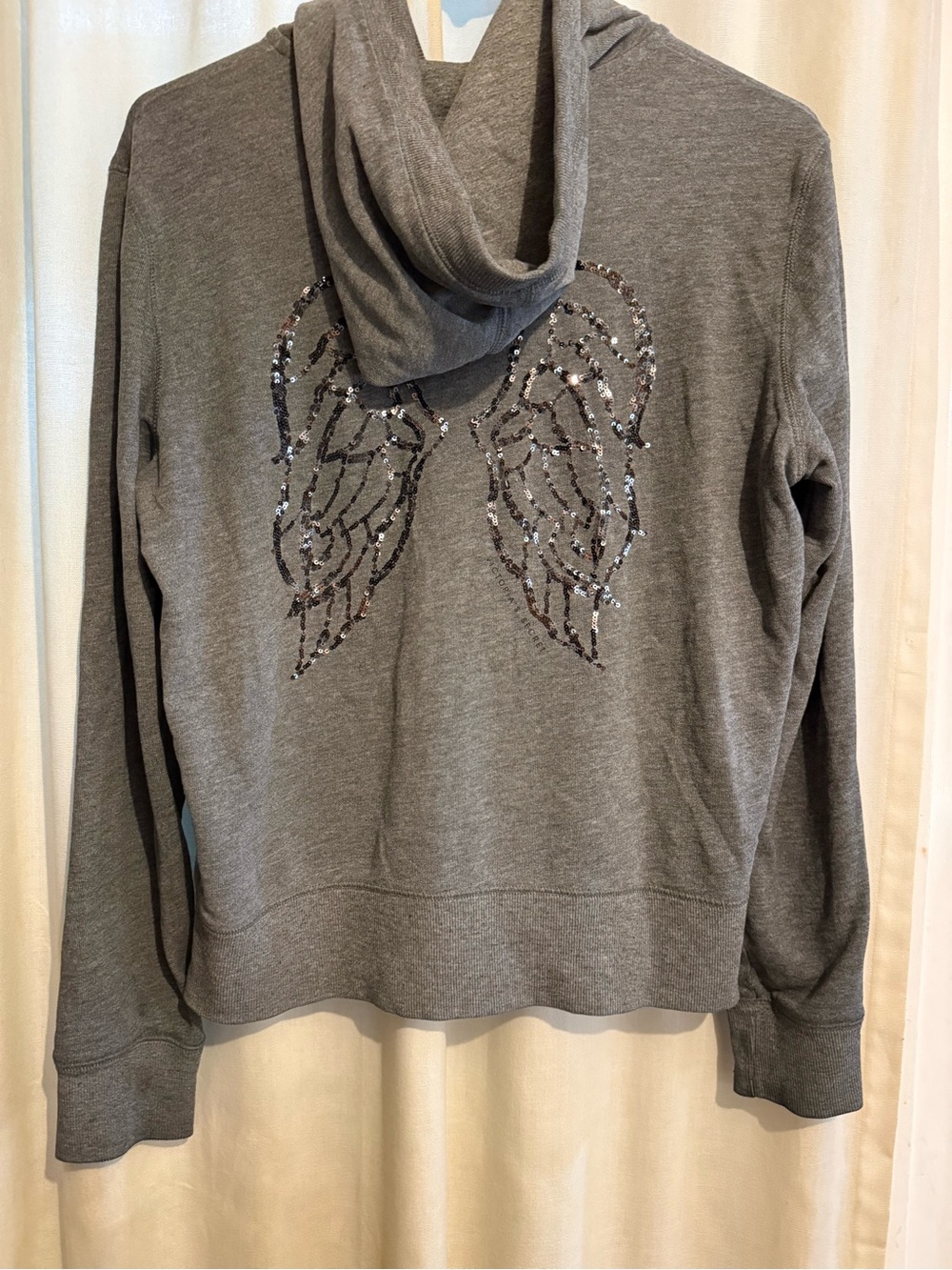 Victoria's Secret Gray Hoodie with Sequin Angel Wings Supermodel Essentials Med